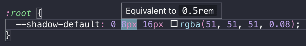 Tooltip for px/rem equivalent